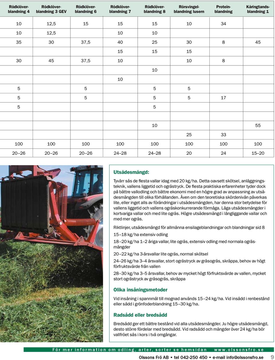 Utsädesmängd: Tyvärr sås de flesta vallar idag med 20 kg/ha. Detta oavsett skötsel, anläggningsteknik, vallens liggetid och ogrästryck.