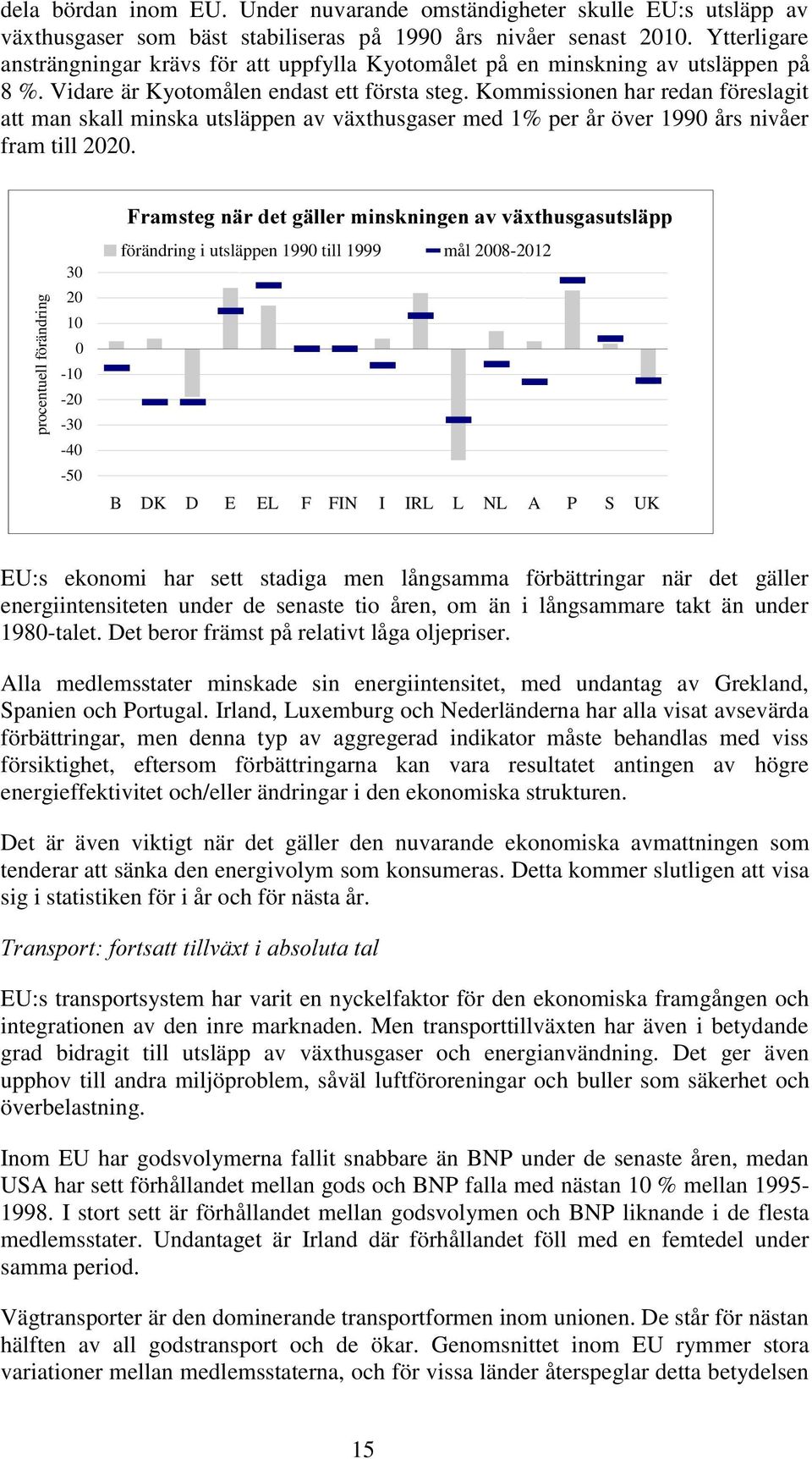 Kommissionen har redan föreslagit att man skall minska utsläppen av växthusgaser med 1% per år över 1990 års nivåer fram till 2020.