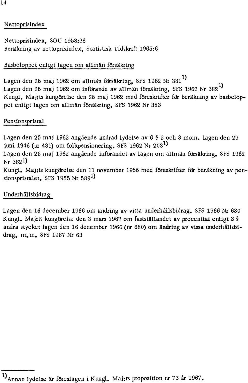 Maj:ts kungörelse den 25 maj 1962 med föreskrifter för beräkning av basbeloppet enligt lagen om allmän försäkring.