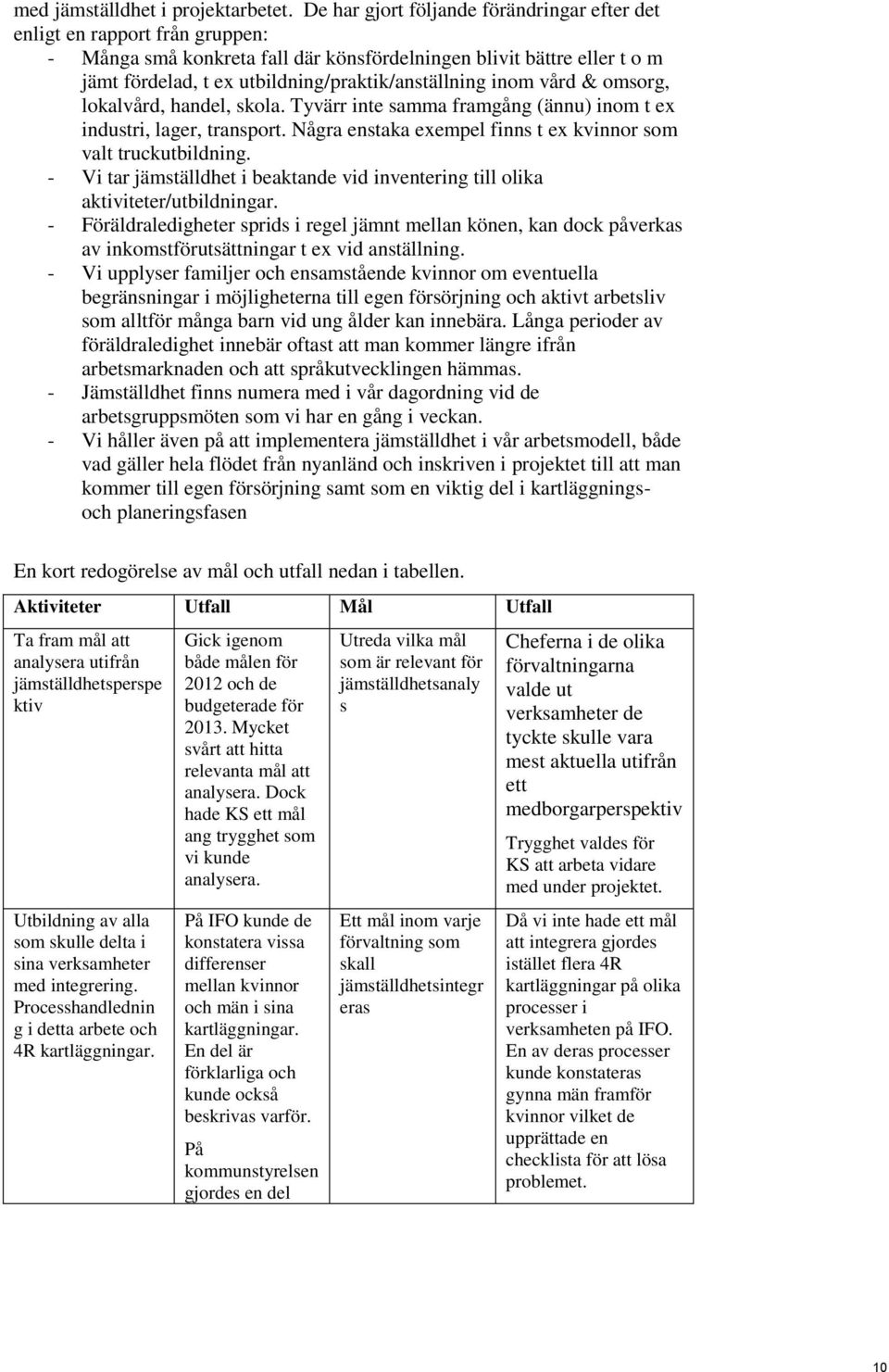 utbildning/praktik/anställning inom vård & omsorg, lokalvård, handel, skola. Tyvärr inte samma framgång (ännu) inom t ex industri, lager, transport.