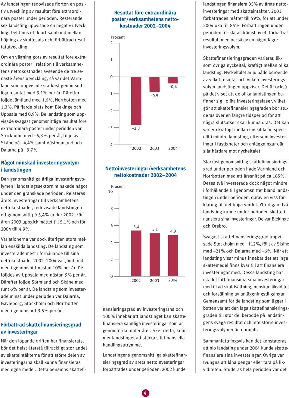 före extraordinära /verksamhetens nettokostnader 00 00 Procent landstingen finansiera % av årets netto med skatteintäkter. 00 förbättrades måttet till 9%, för att under 00 öka till 8%.