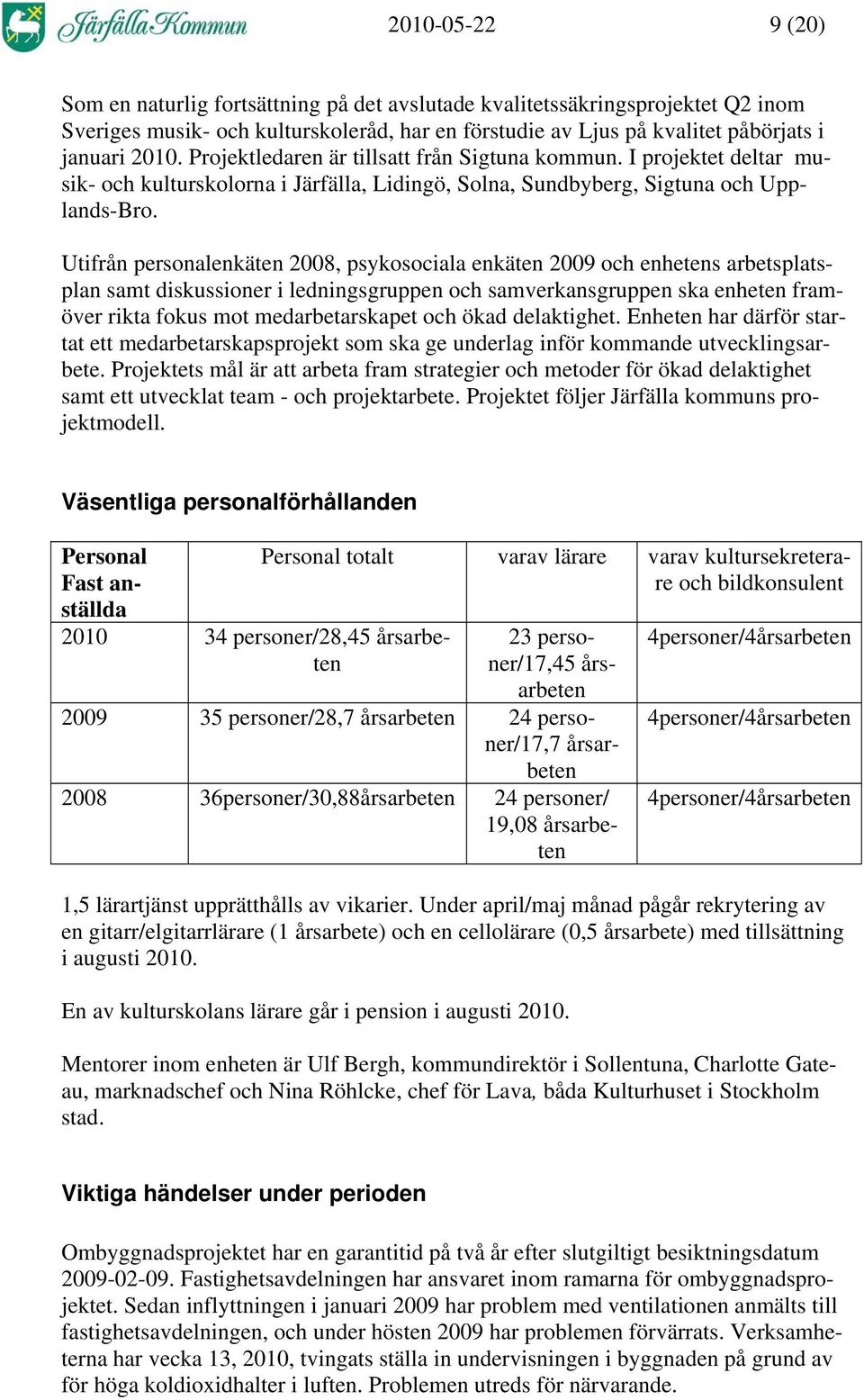 Utifrån personalenkäten 2008, psykosociala enkäten 2009 och enhetens arbetsplatsplan samt diskussioner i ledningsgruppen och samverkansgruppen ska enheten framöver rikta fokus mot medarbetarskapet