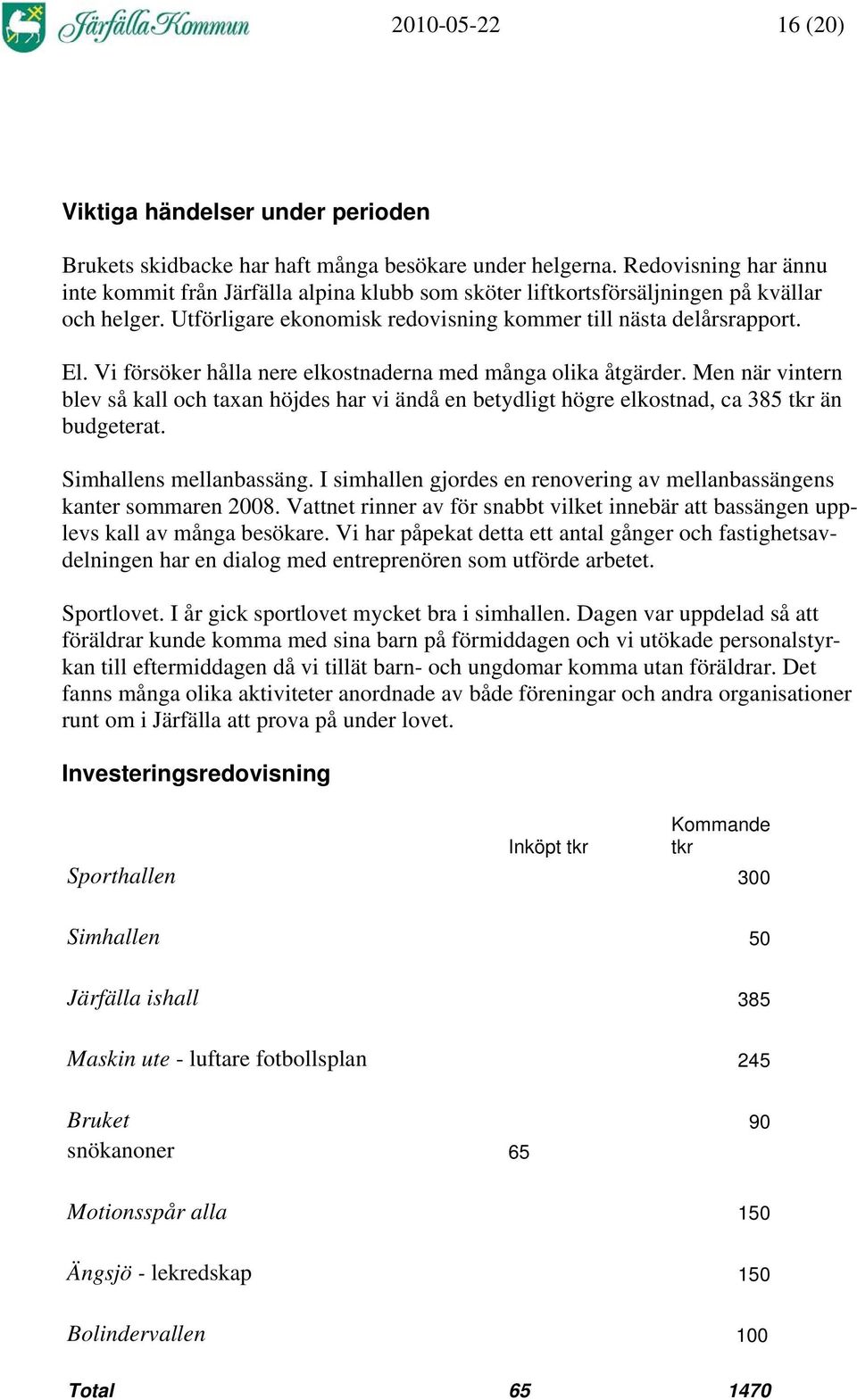 Vi försöker hålla nere elkostnaderna med många olika åtgärder. Men när vintern blev så kall och taxan höjdes har vi ändå en betydligt högre elkostnad, ca 385 tkr än budgeterat.