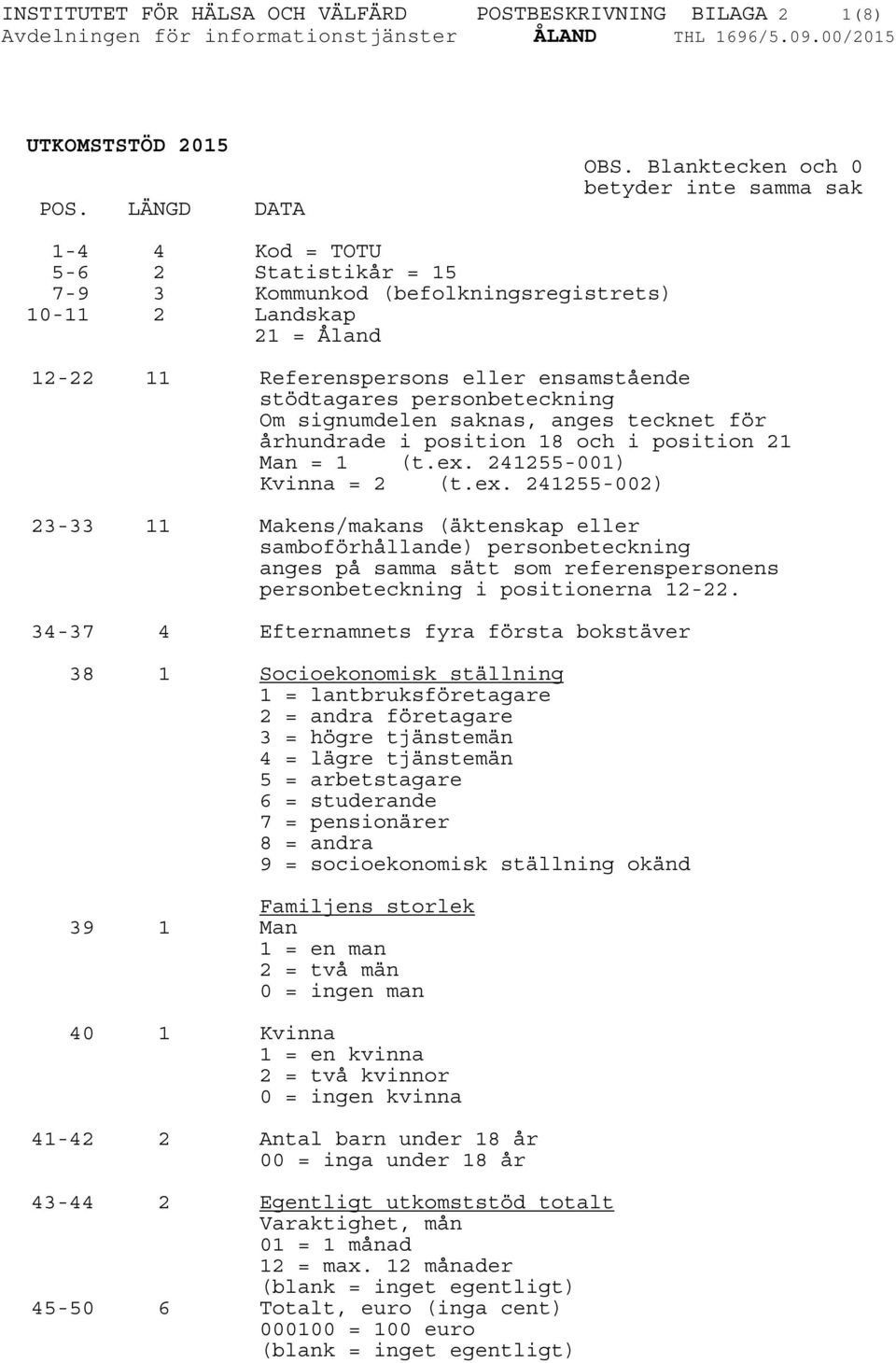 personbeteckning Om signumdelen saknas, anges tecknet för århundrade i position 8 och i position 2 Man = (t.ex.