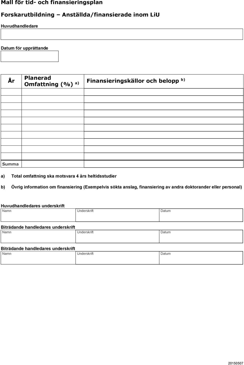 Summa a) Total omfattning ska motsvara 4 års heltidsstudier b) Övrig information om