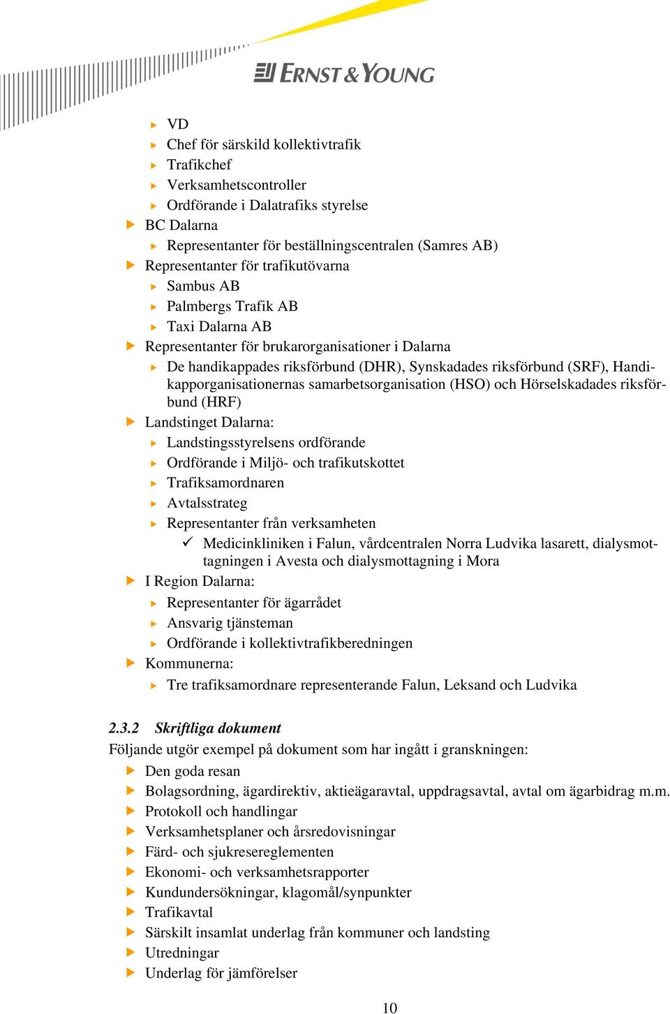 Handikapporganisationernas samarbetsorganisation (HSO) och Hörselskadades riksförbund (HRF) Landstinget Dalarna: Landstingsstyrelsens ordförande Ordförande i Miljö- och trafikutskottet