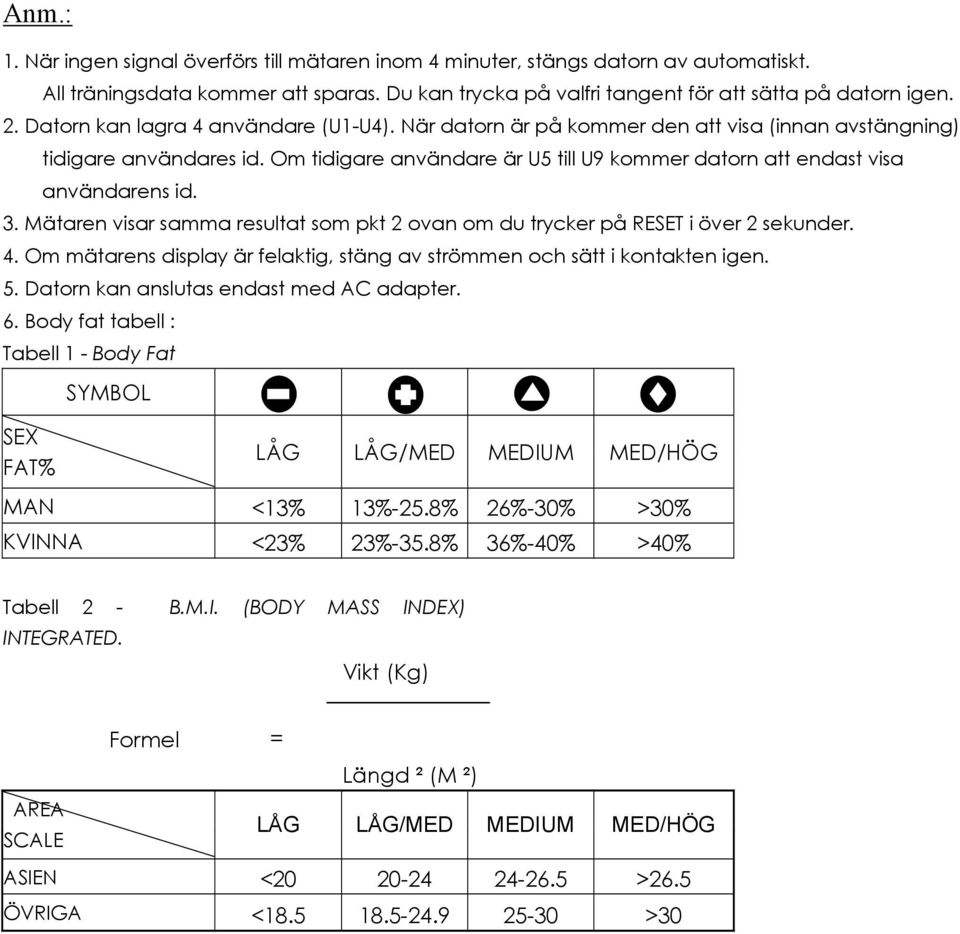 3. Mätaren visar samma resultat som pkt 2 ovan om du trycker på RESET i över 2 sekunder. 4. Om mätarens display är felaktig, stäng av strömmen och sätt i kontakten igen. 5.
