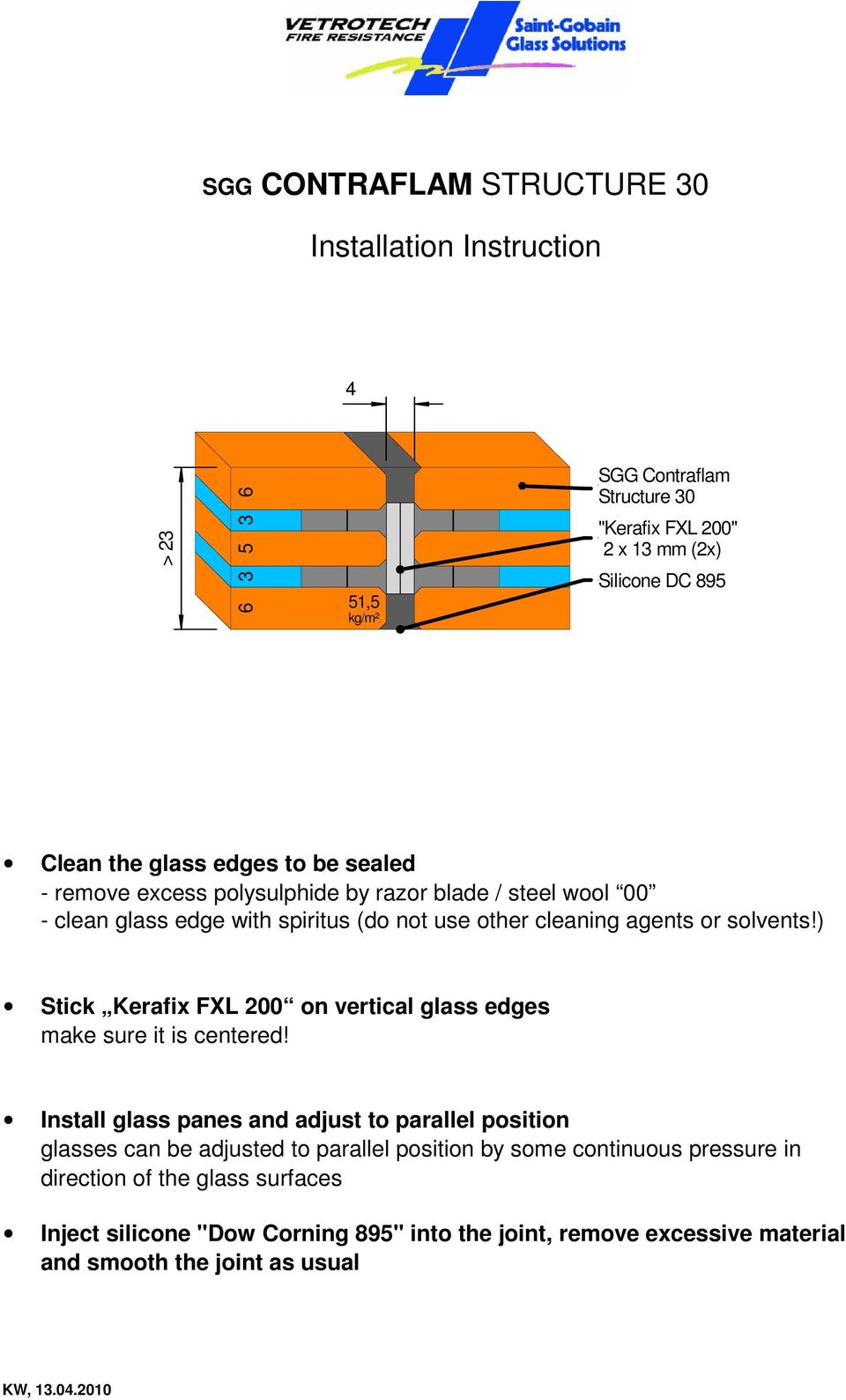 ) Stick Kerafix FXL 0 on vertical glass edges make sure it is centered!