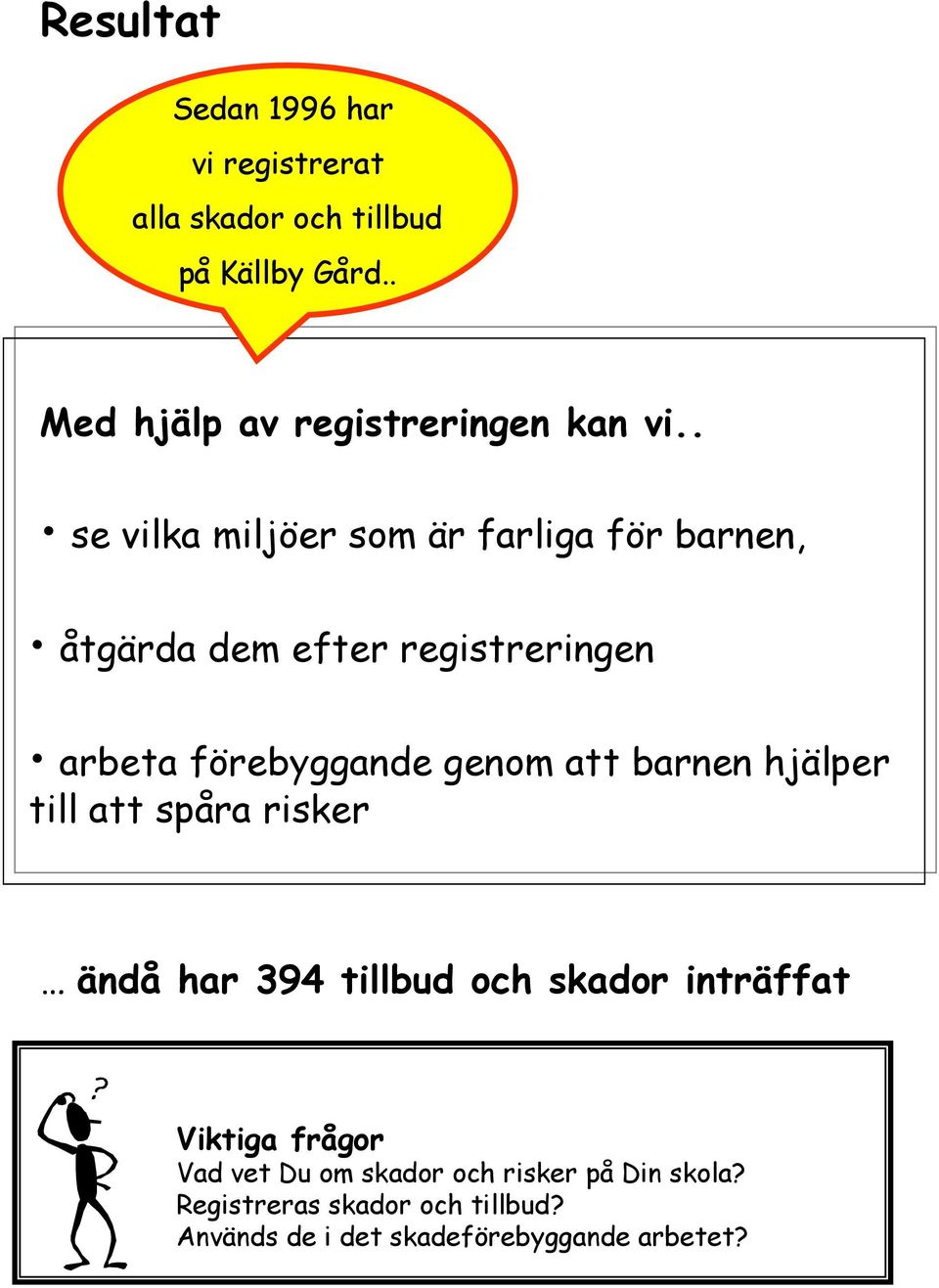 . se vilka miljöer som är farliga för barnen, åtgärda dem efter registreringen arbeta förebyggande genom att