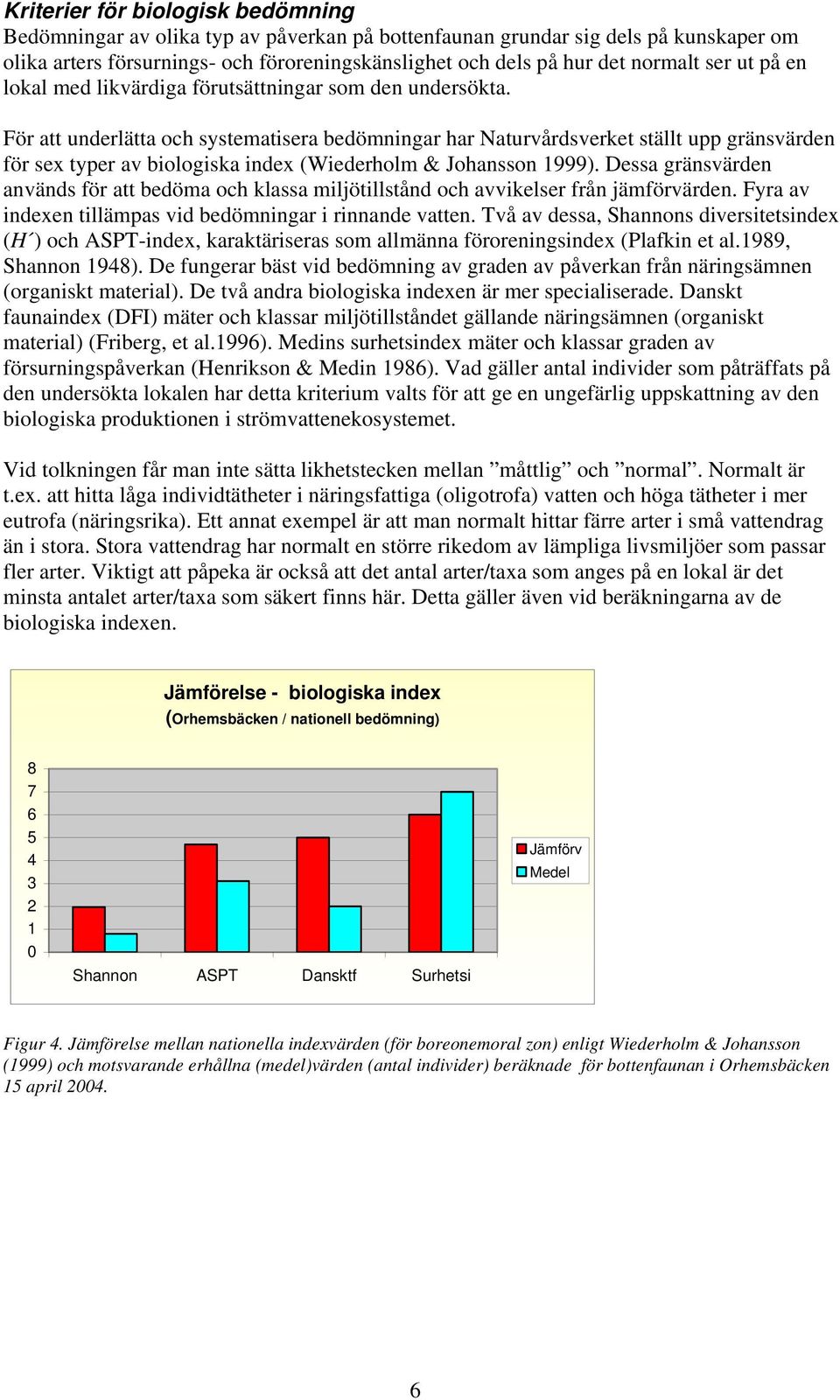För att underlätta och systematisera bedömningar har Naturvårdsverket ställt upp gränsvärden för sex typer av biologiska index (Wiederholm & Johansson 1999).