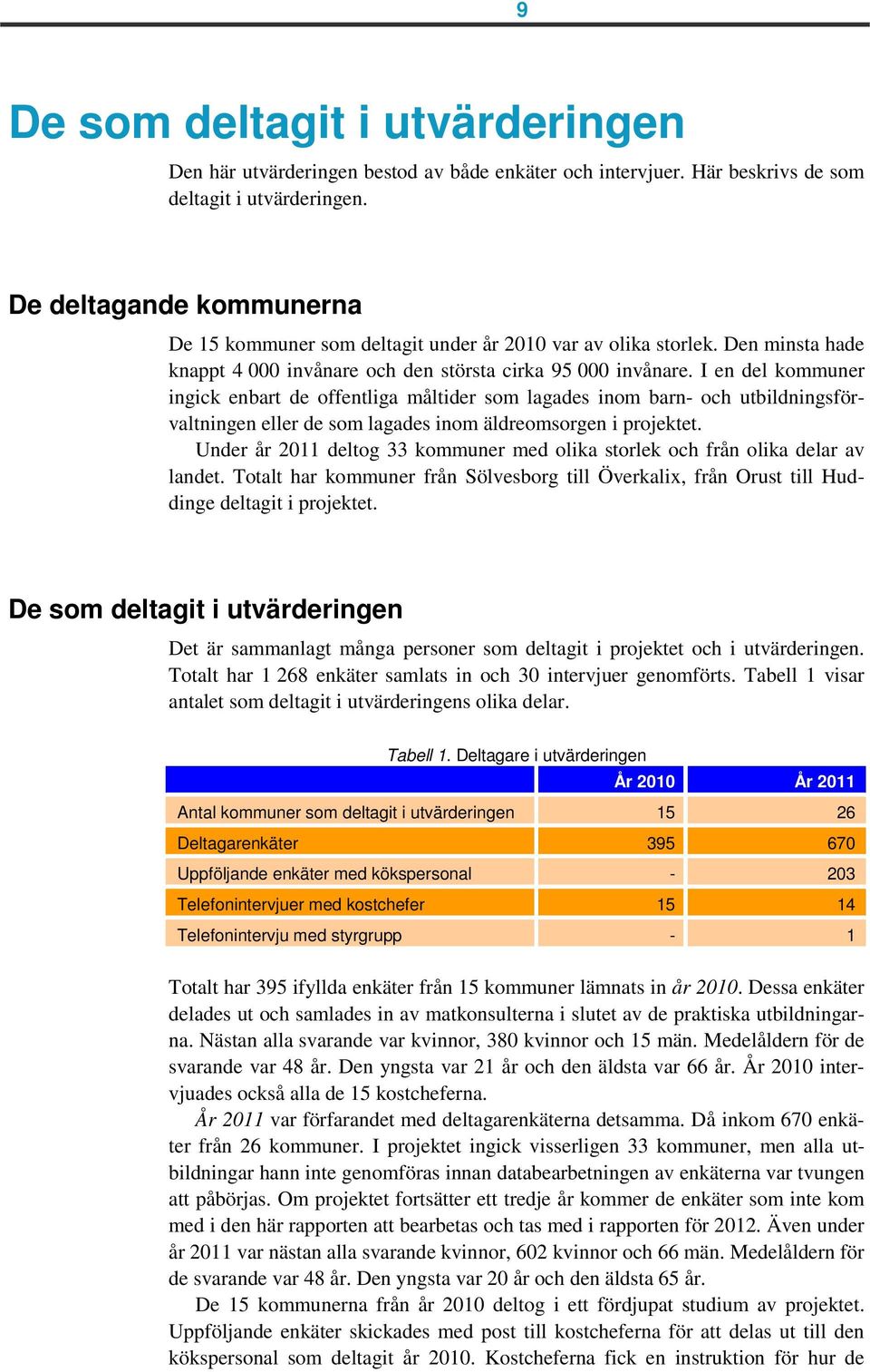 I en del kommuner ingick enbart de offentliga måltider som lagades inom barn- och utbildningsförvaltningen eller de som lagades inom äldreomsorgen i projektet.