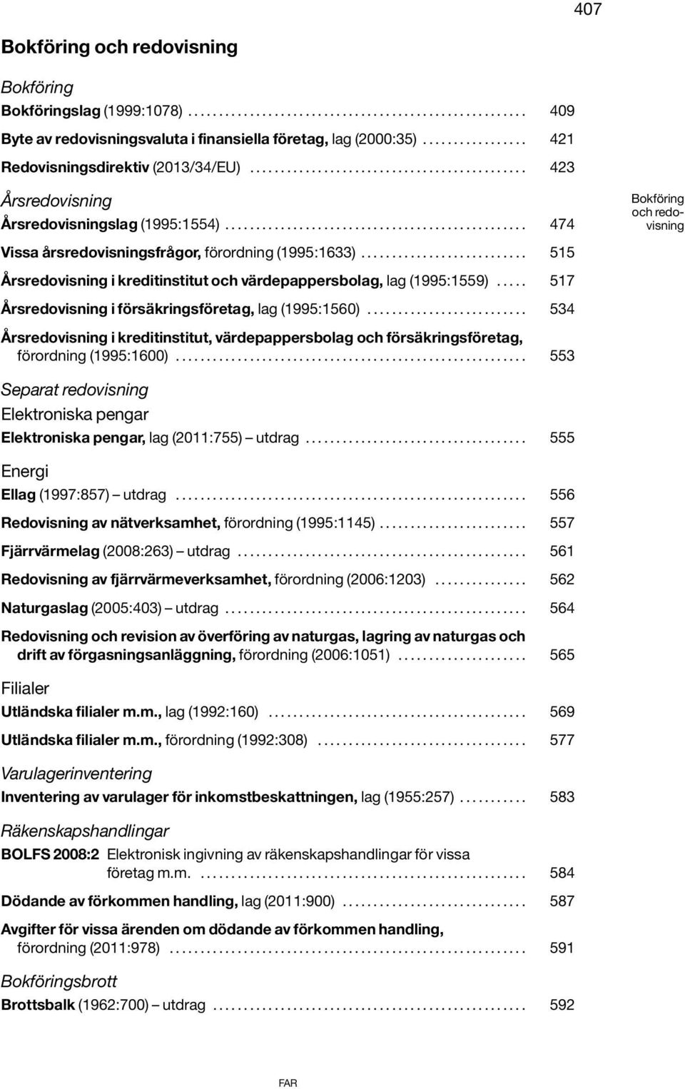 ................................................ 474 Bokföring och redovisning Vissa årsredovisningsfrågor, förordning (1995:1633).