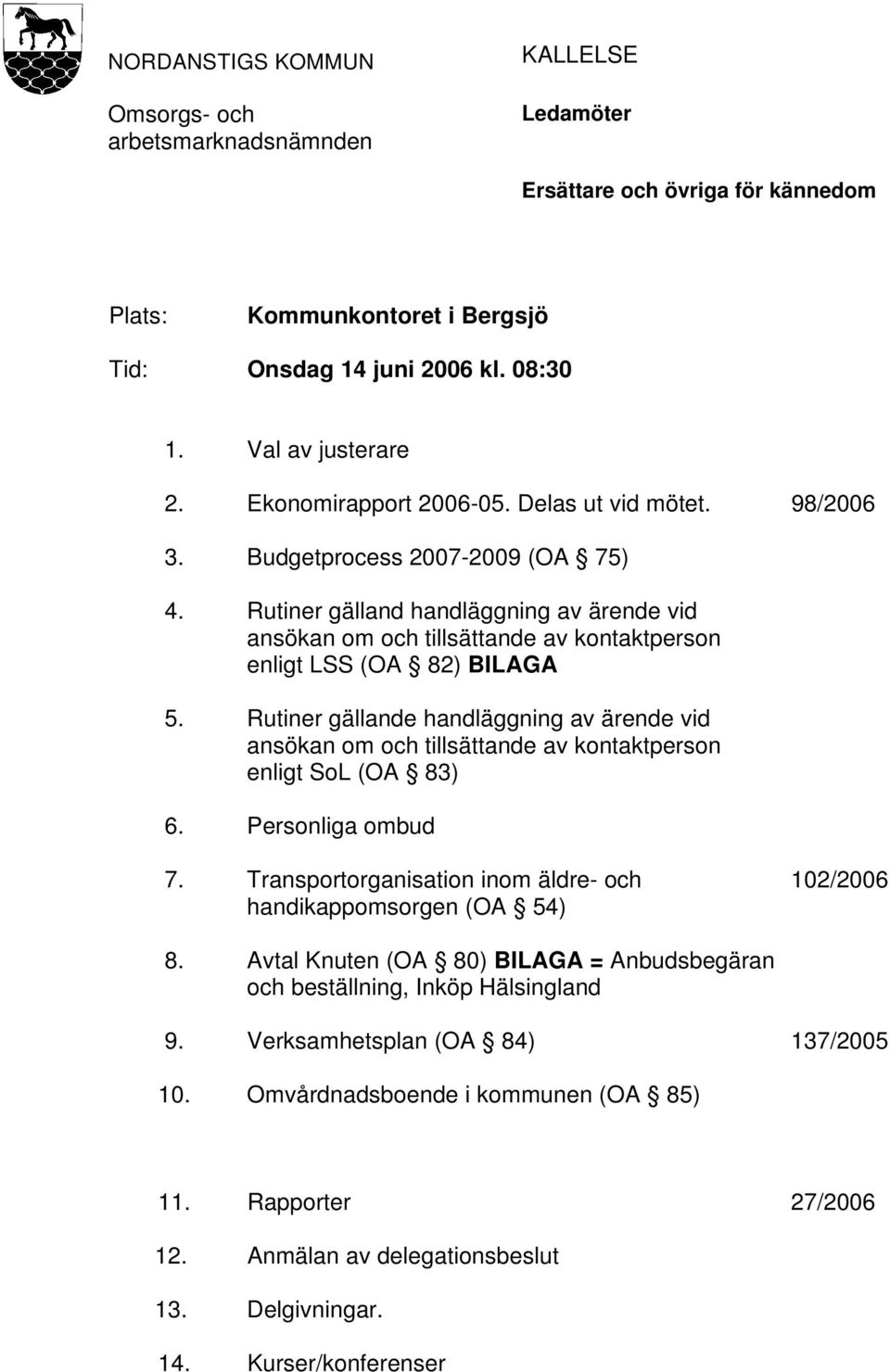 Rutiner gälland handläggning av ärende vid ansökan om och tillsättande av kontaktperson enligt LSS (OA 82) BILAGA 5.