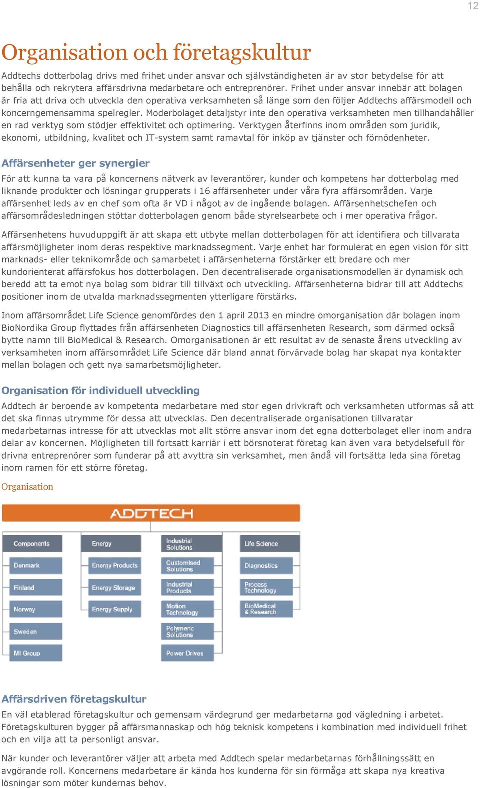 Frihet under ansvar innebär att bolagen är fria att driva och utveckla den operativa verksamheten så länge som den följer Addtechs affärsmodell och koncerngemensamma spelregler.