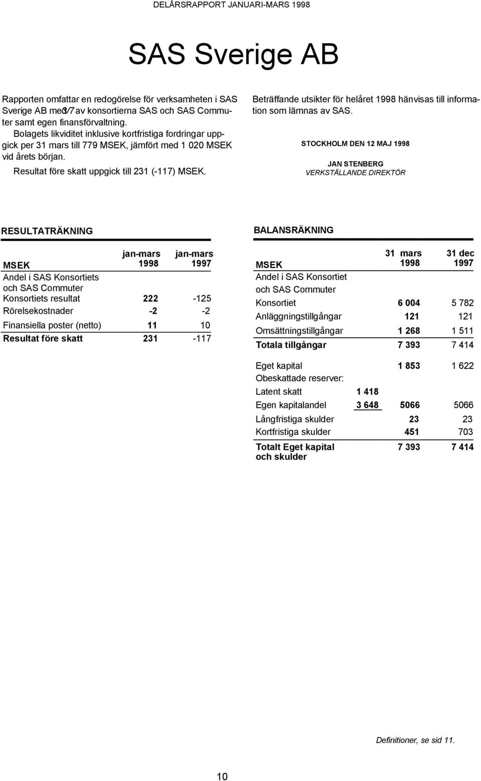 Beträffande utsikter för helåret hänvisas till information som lämnas av.