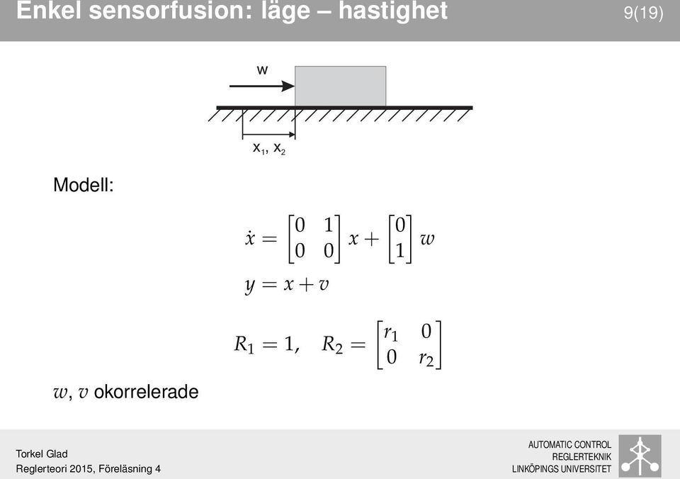 okorrelerade ẋ = [ ] 0 1 x + 0 0 y =
