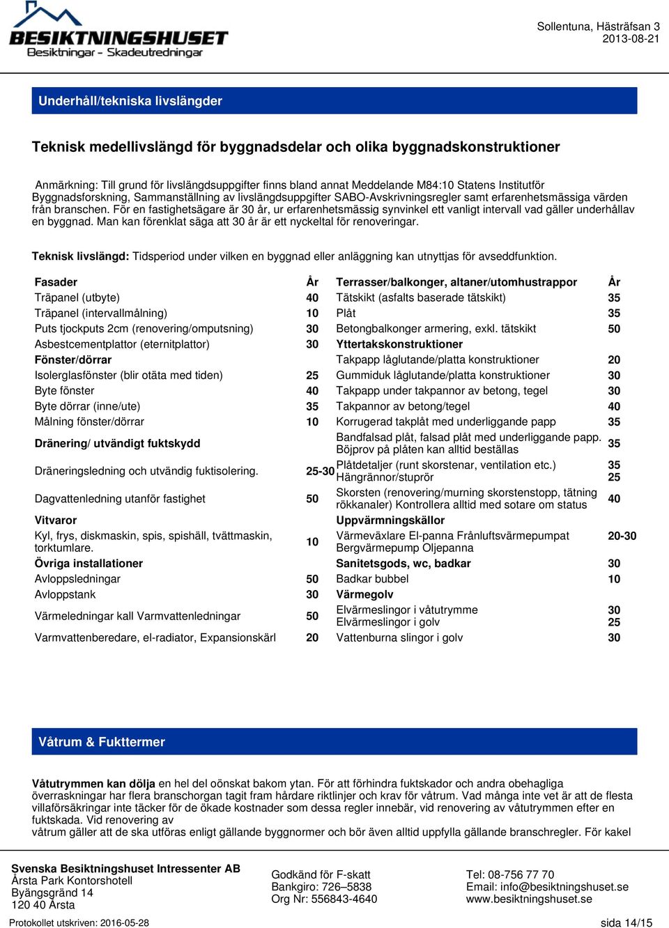 För en fastighetsägare är 30 år, ur erfarenhetsmässig synvinkel ett vanligt intervall vad gäller underhållav en byggnad. Man kan förenklat säga att 30 år är ett nyckeltal för renoveringar.