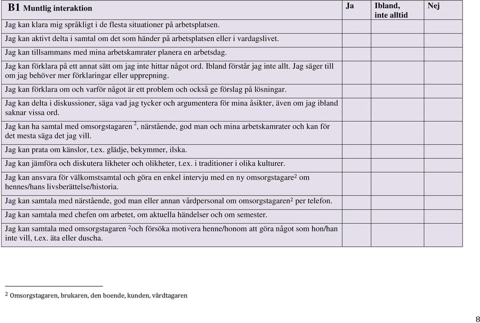 Jag säger till om jag behöver mer förklaringar eller upprepning. Jag kan förklara om och varför något är ett problem och också ge förslag på lösningar.