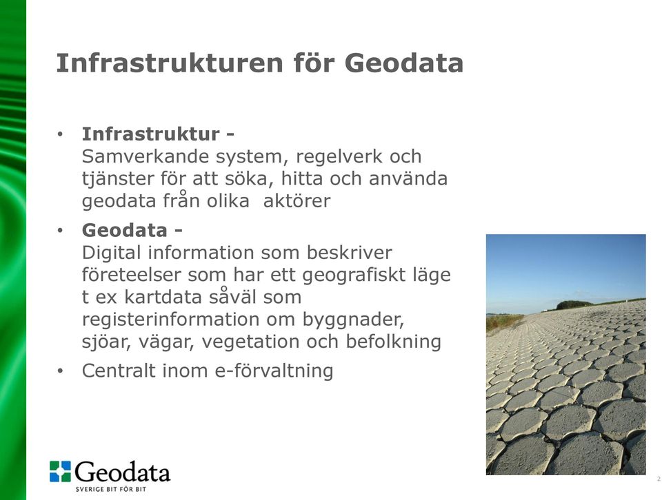 som beskriver företeelser som har ett geografiskt läge t ex kartdata såväl som