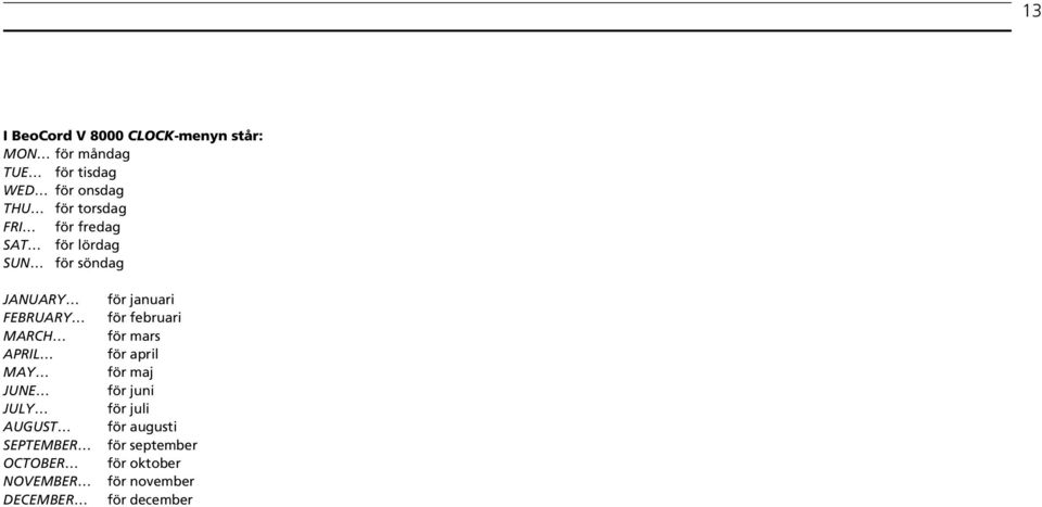JULY AUGUST SEPTEMBER OCTOBER NOVEMBER DECEMBER för januari för februari för mars för