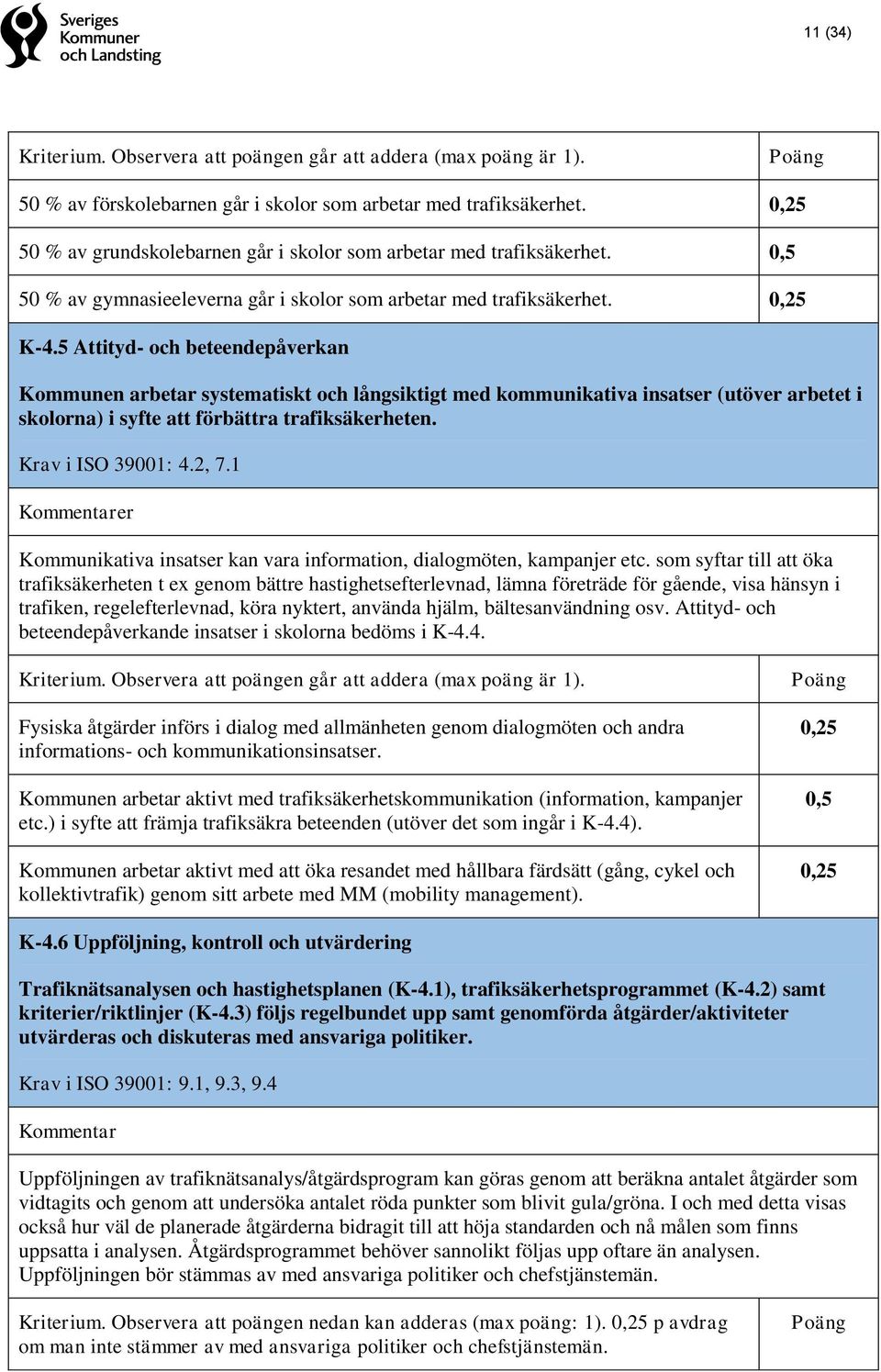 5 Attityd- och beteendepåverkan Kommunen arbetar systematiskt och långsiktigt med kommunikativa insatser (utöver arbetet i skolorna) i syfte att förbättra trafiksäkerheten. Krav i ISO 39001: 4.2, 7.