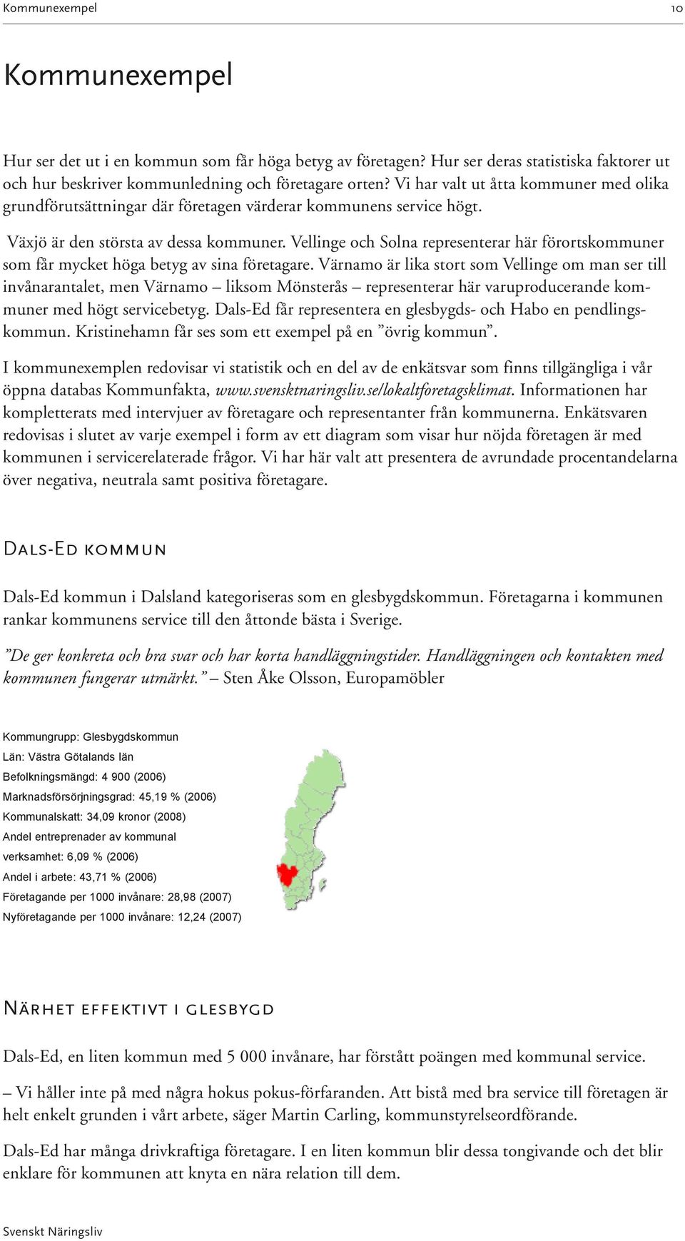 Vellinge och Solna representerar här förortskommuner som får mycket höga betyg av sina företagare.