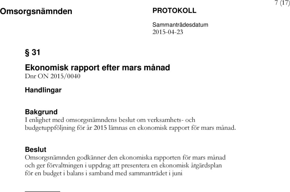 för mars månad.