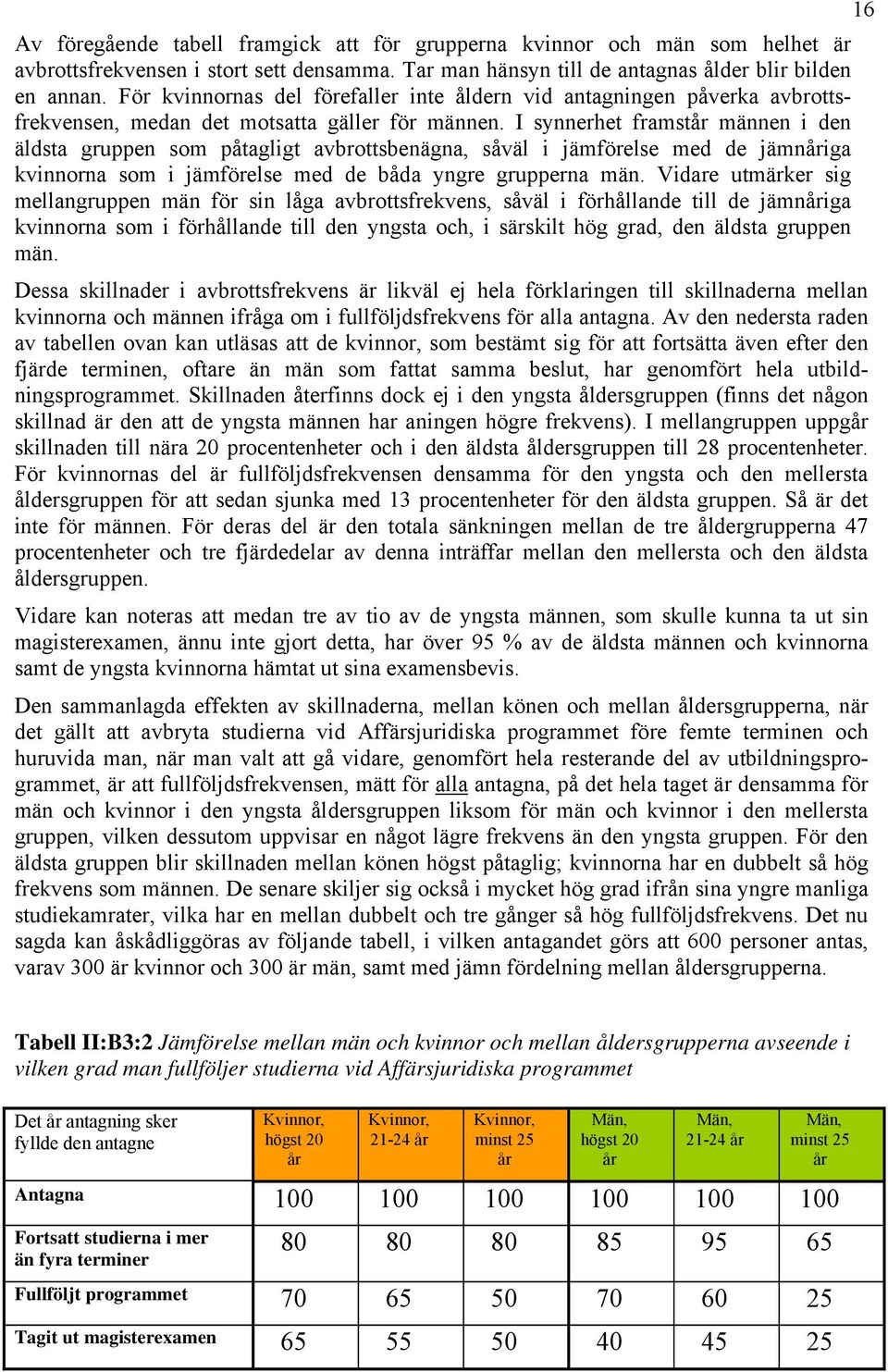 I synnerhet framstår männen i den äldsta gruppen som påtagligt avbrottsbenägna, såväl i jämförelse med de jämnåriga kvinnorna som i jämförelse med de båda yngre grupperna män.