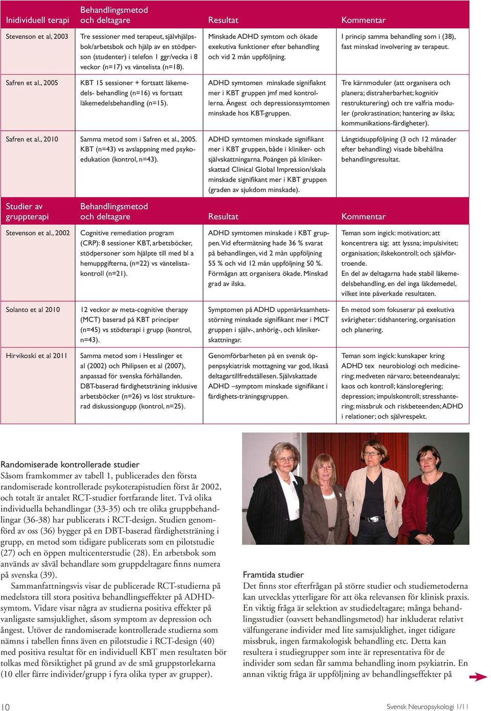 I princip samma behandling som i (38), fast minskad involvering av terapeut. Safren et al., 2005 KBT 15 sessioner + fortsatt läkemedels- behandling (n=16) vs fortsatt läkemedelsbehandling (n=15).