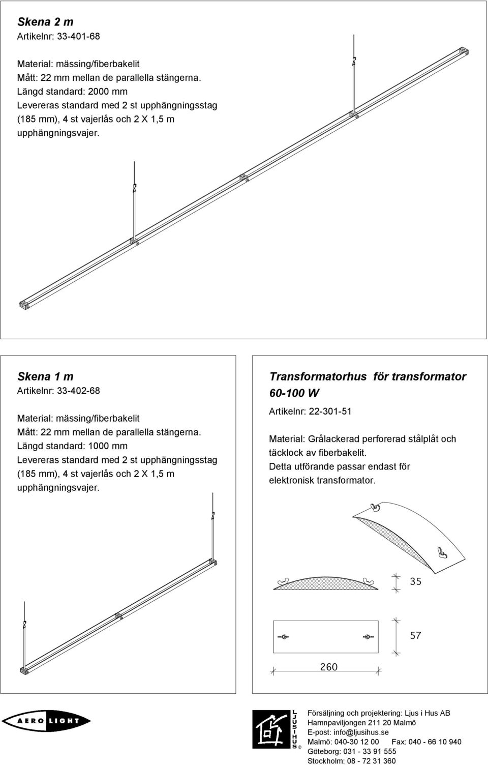 Skena 1 m Artikelnr: 33-402-68 Mått: 22 mm mellan de parallella stängerna.