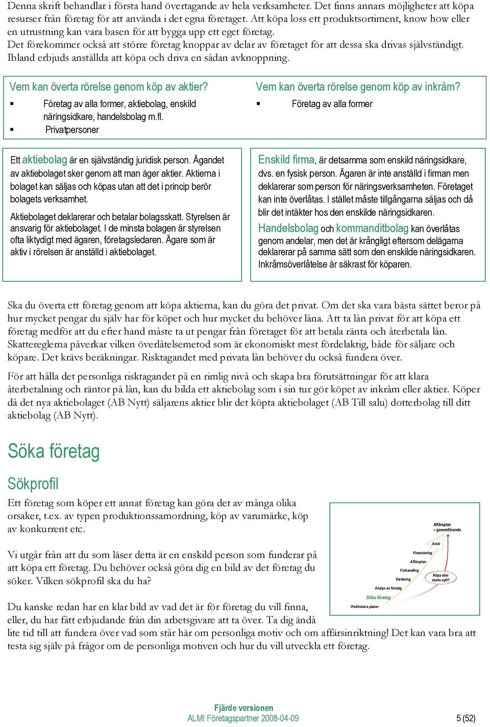 Det förekommer också att större företag knoppar av delar av företaget för att dessa ska drivas självständigt. Ibland erbjuds anställda att köpa och driva en sådan avknoppning.