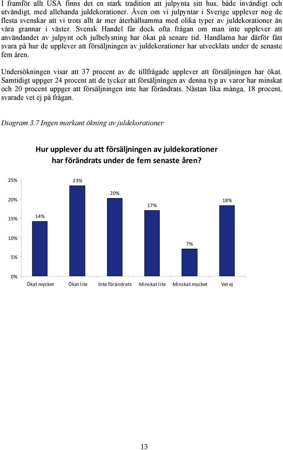 Svensk Handel får dock ofta frågan om man inte upplever att användandet av julpynt och julbelysning har ökat på senare tid.