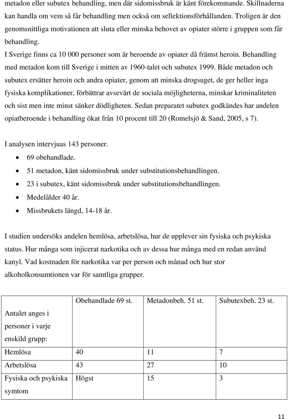 I Sverige finns ca 10 000 personer som är beroende av opiater då främst heroin. Behandling med metadon kom till Sverige i mitten av 1960-talet och subutex 1999.