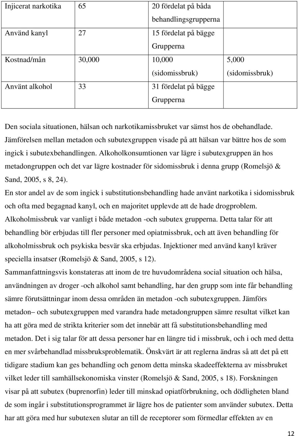 Jämförelsen mellan metadon och subutexgruppen visade på att hälsan var bättre hos de som ingick i subutexbehandlingen.