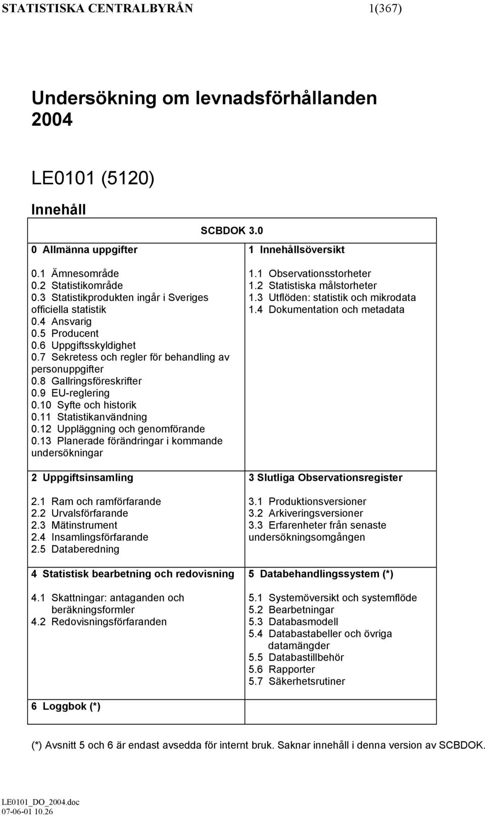 9 EU-reglering 0.10 Syfte och historik 0.11 Statistikanvändning 0.12 Uppläggning och genomförande 0.13 Planerade förändringar i kommande undersökningar 2 Uppgiftsinsamling 2.1 Ram och ramförfarande 2.