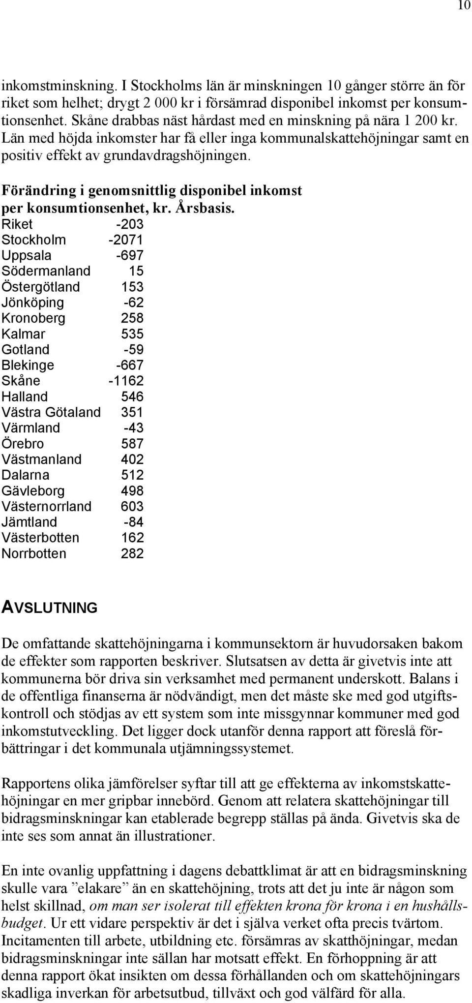 Förändring i genomsnittlig disponibel inkomst per konsumtionsenhet, kr. Årsbasis.