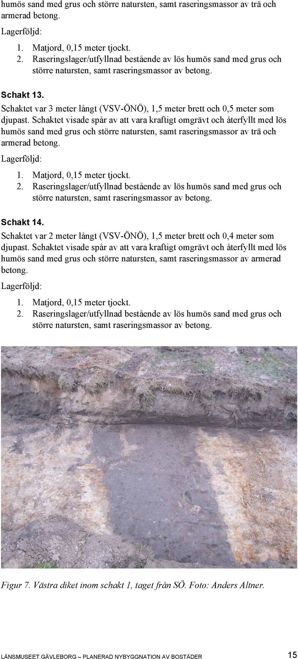 Schaktet var 3 meter långt (VSV-ÖNÖ), 1,5 meter brett och 0,5 meter som djupast.