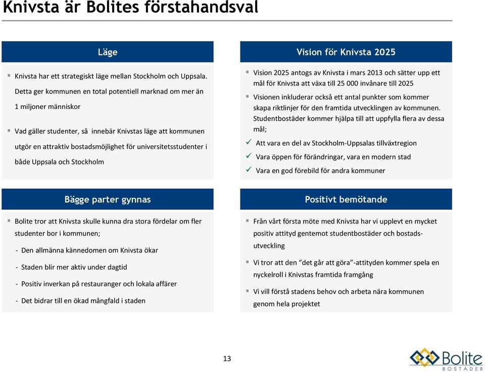 i både Uppsala och Stockholm Vision för Knivsta 2025 Vision 2025 antogs av Knivsta i mars 2013 och sätter upp ett mål för Knivsta att växa till 25 000 invånare till 2025 Visionen inkluderar också ett