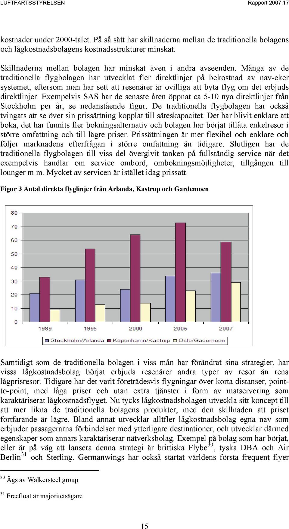 Många av de traditionella flygbolagen har utvecklat fler direktlinjer på bekostnad av nav-eker systemet, eftersom man har sett att resenärer är ovilliga att byta flyg om det erbjuds direktlinjer.