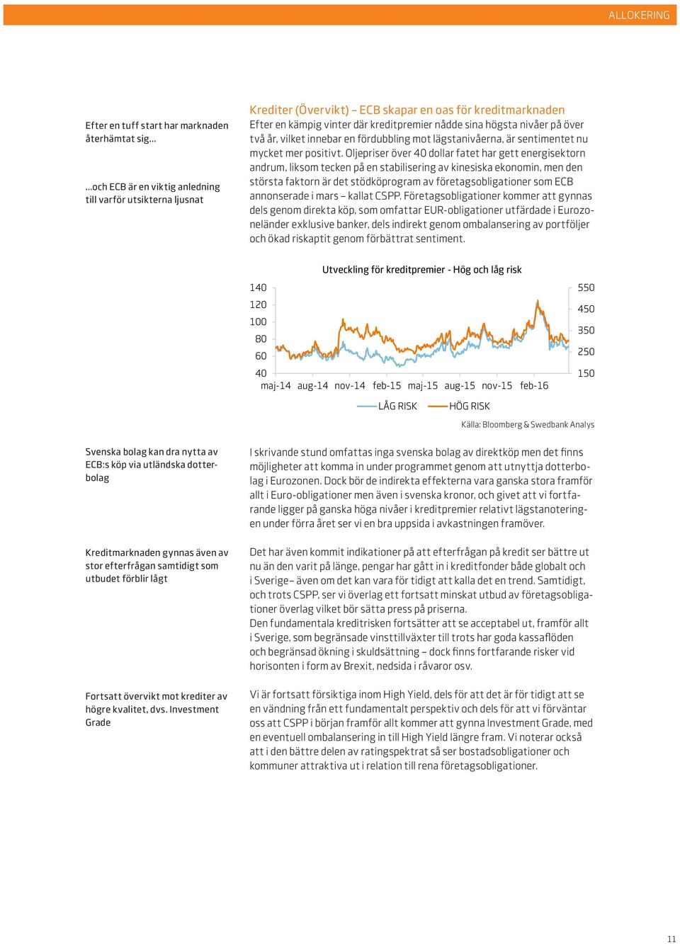 Oljepriser över 40 dollar fatet har gett energisektorn andrum, liksom tecken på en stabilisering av kinesiska ekonomin, men den största faktorn är det stödköprogram av företagsobligationer som ECB