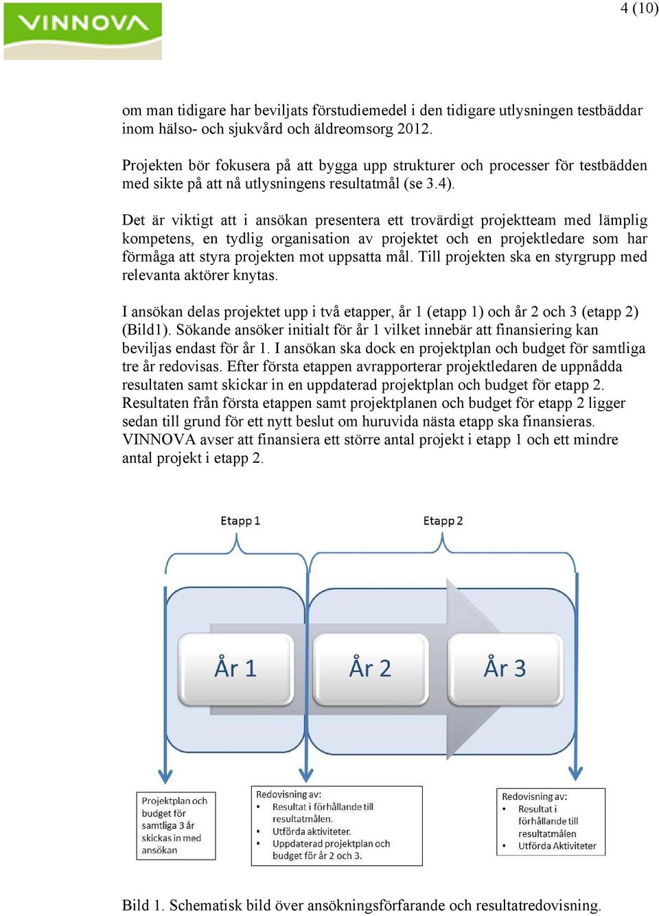 Det är viktigt att i ansökan presentera ett trovärdigt projektteam med lämplig kompetens, en tydlig organisation av projektet och en projektledare som har förmåga att styra projekten mot uppsatta mål.