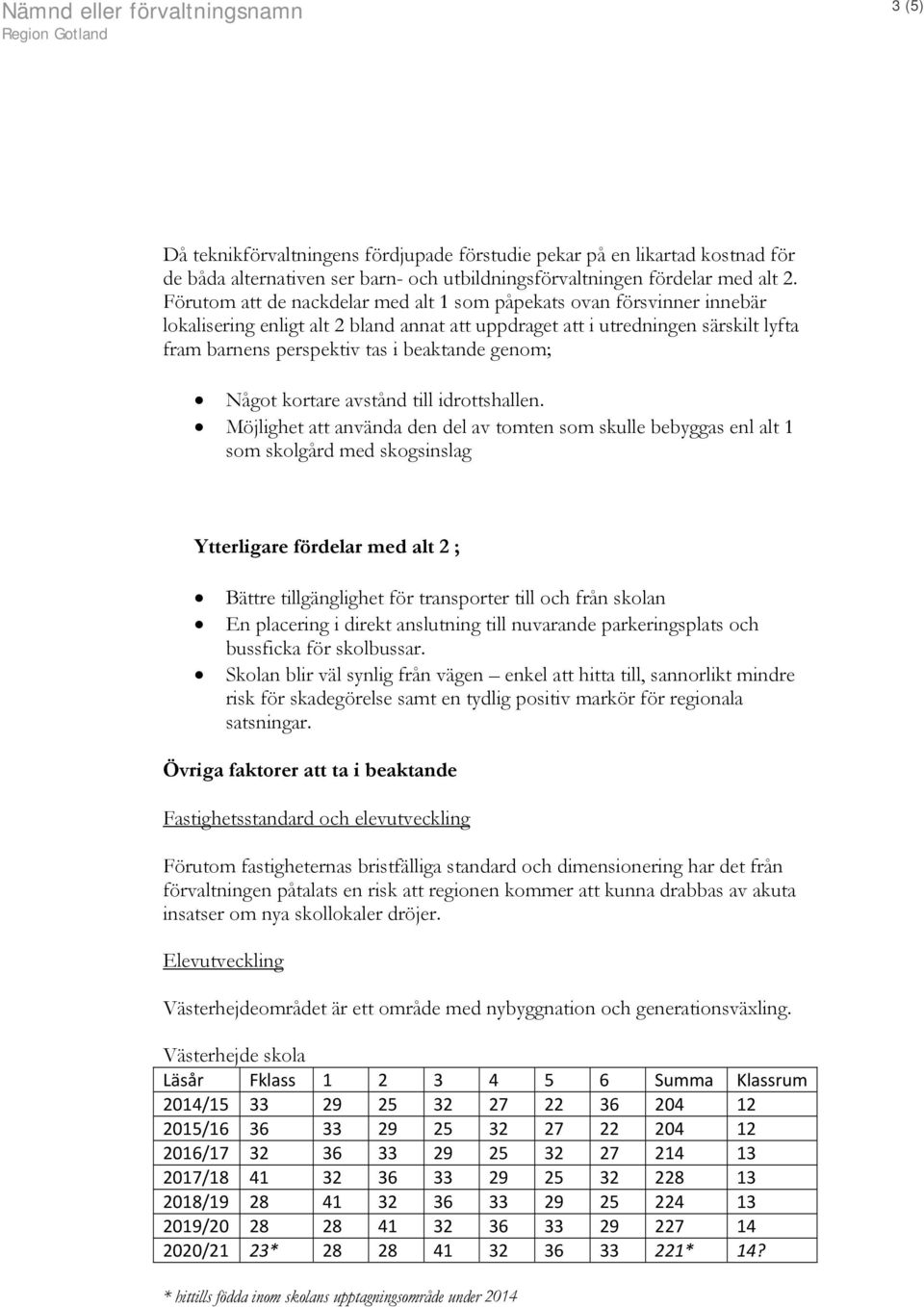 genom; Något kortare avstånd till idrottshallen.