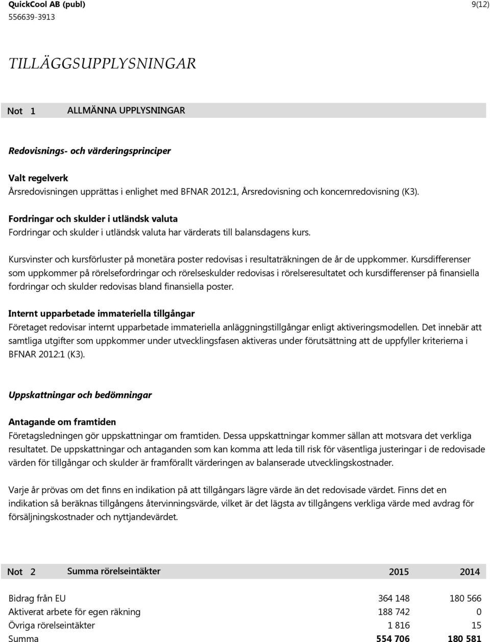 Kursvinster och kursförluster på monetära poster redovisas i resultaträkningen de år de uppkommer.