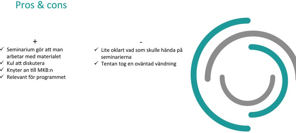 Relevant för programmet - ü Lite oklart vad som