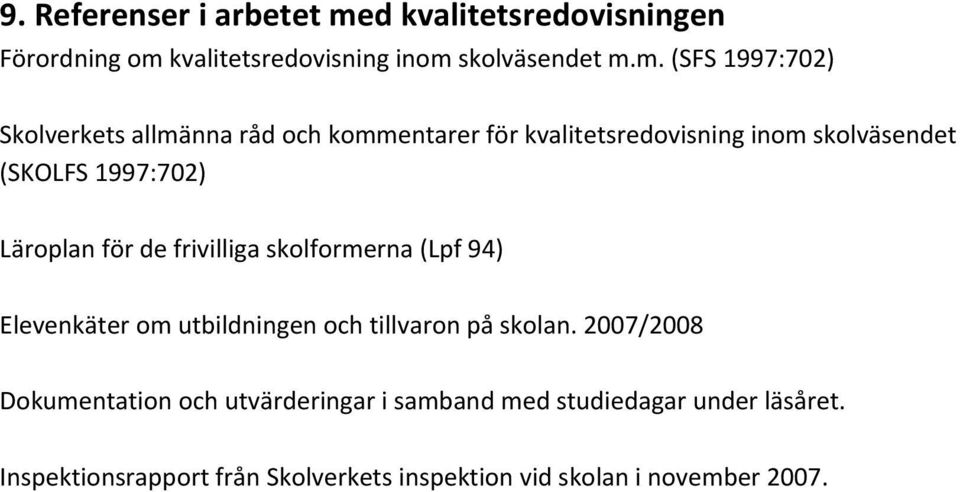 kvalitetsredovisning inom 