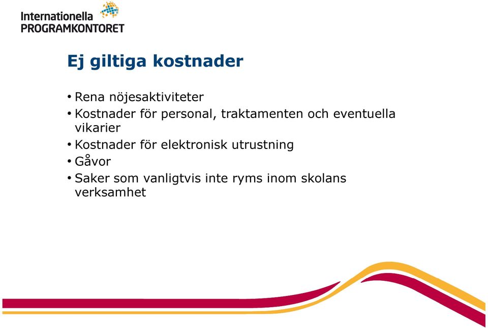 eventuella vikarier Kostnader för elektronisk