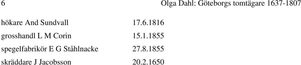 1816 grosshandl L M Corin 15.1.1855 spegelfabrikör E G Ståhlnacke 27.
