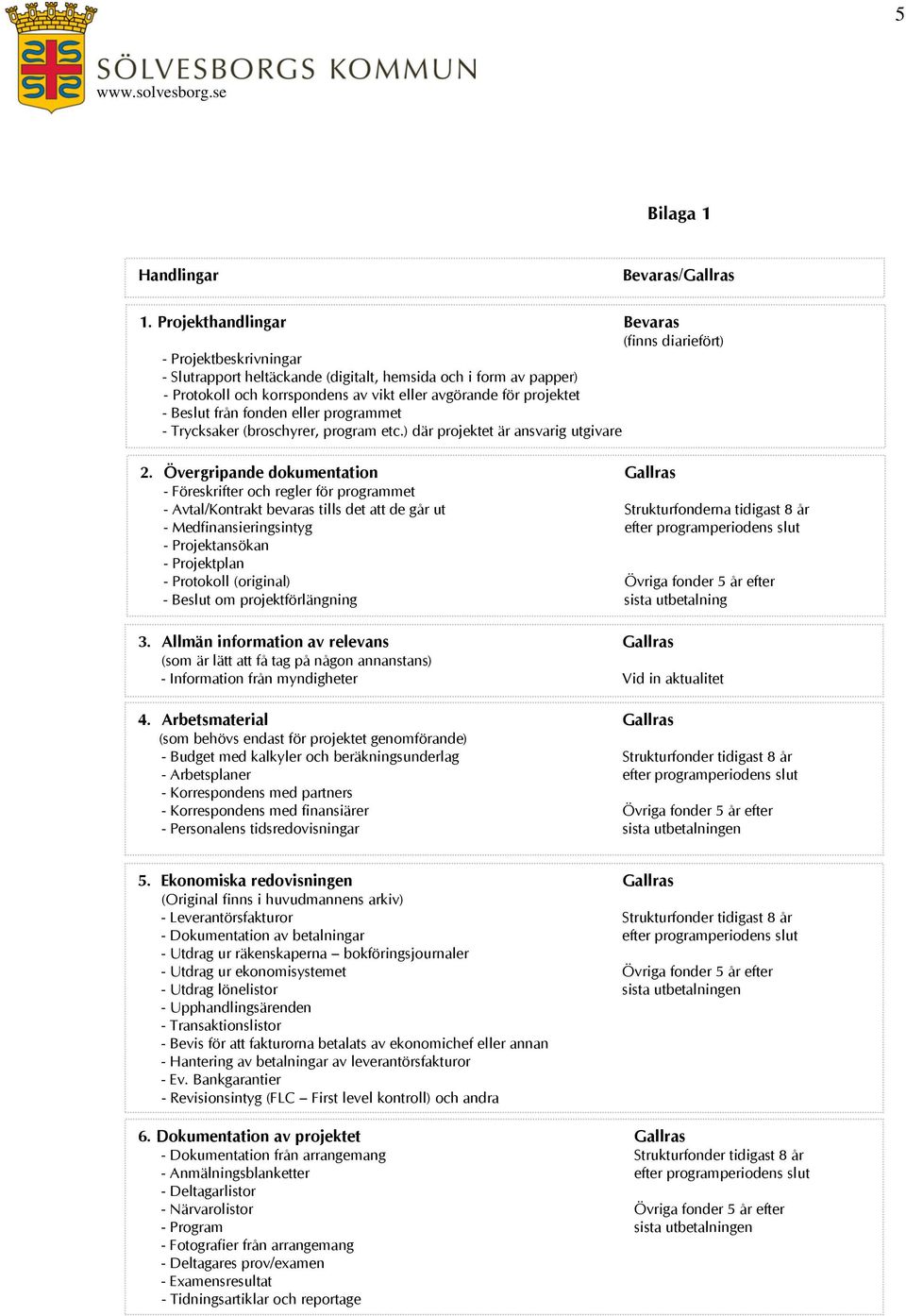 projektet - Beslut från fonden eller programmet - Trycksaker (broschyrer, program etc.) där projektet är ansvarig utgivare 2.