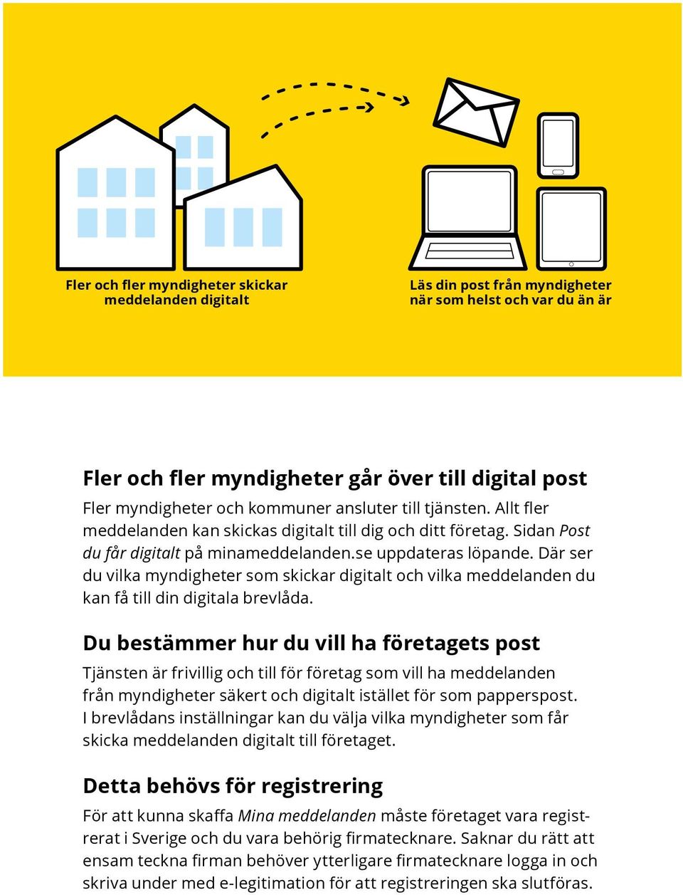 Där ser du vilka myndigheter som skickar digitalt och vilka meddelanden du kan få till din digitala brevlåda.