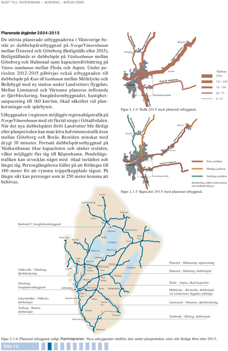 Under perioden 2012-2015 påbörjas också utbyggnaden till dubbelspår på Kust till kustbanan mellan Mölnlycke och Bollebygd med ny station under Landvetters flygplats.